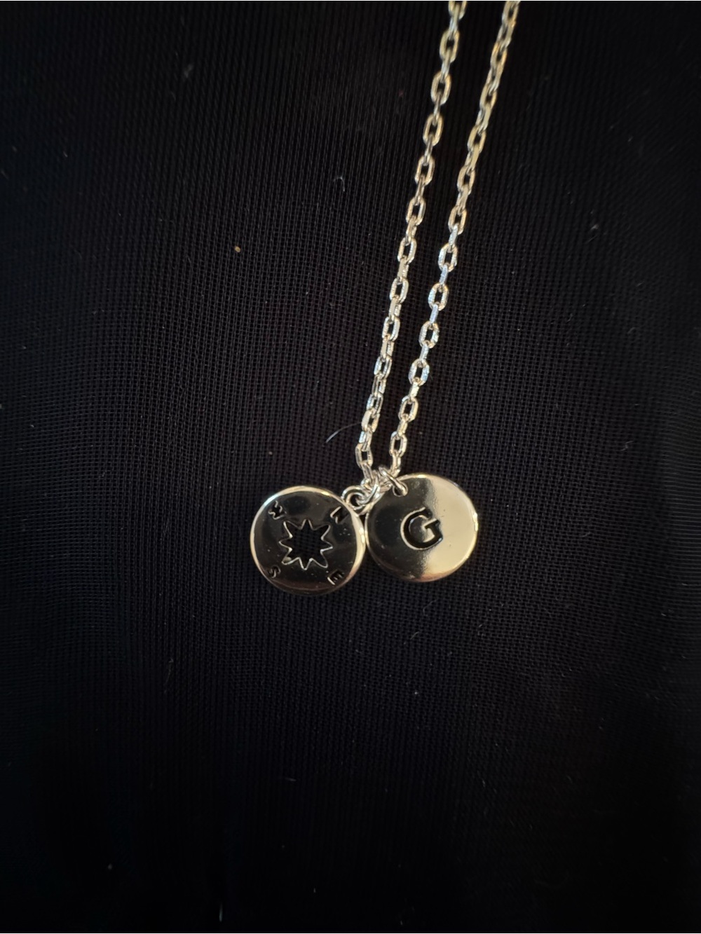 Initial G Silver Disc Pendant Necklace - Personalized 16-18 inches